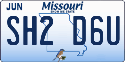MO license plate SH2D6U
