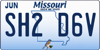 MO license plate SH2D6V