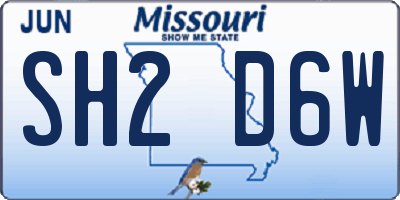 MO license plate SH2D6W