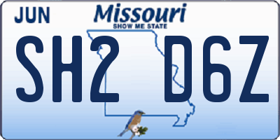 MO license plate SH2D6Z