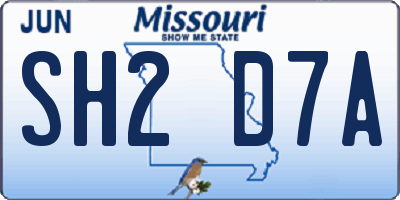 MO license plate SH2D7A