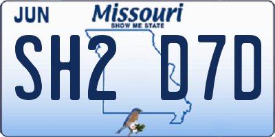MO license plate SH2D7D