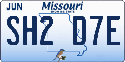 MO license plate SH2D7E
