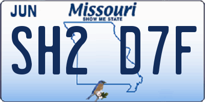 MO license plate SH2D7F
