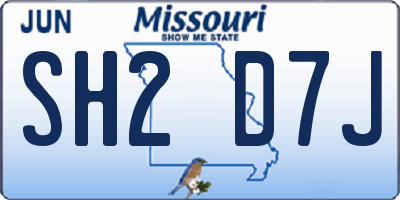 MO license plate SH2D7J