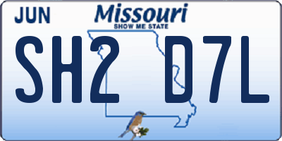 MO license plate SH2D7L