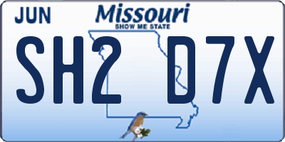 MO license plate SH2D7X