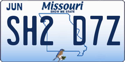 MO license plate SH2D7Z