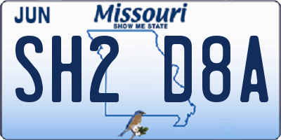 MO license plate SH2D8A