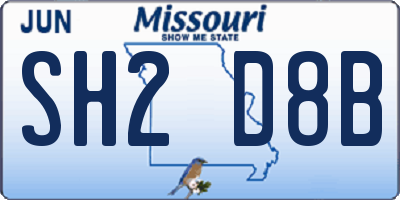 MO license plate SH2D8B