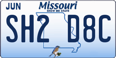 MO license plate SH2D8C