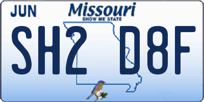MO license plate SH2D8F