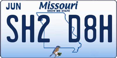 MO license plate SH2D8H