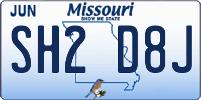 MO license plate SH2D8J