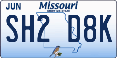 MO license plate SH2D8K