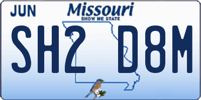 MO license plate SH2D8M