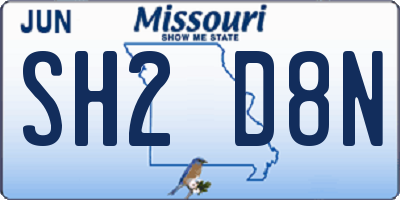 MO license plate SH2D8N