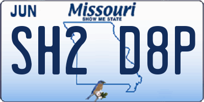 MO license plate SH2D8P