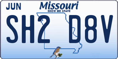 MO license plate SH2D8V