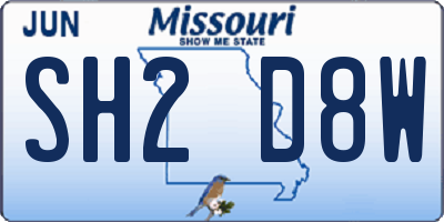 MO license plate SH2D8W