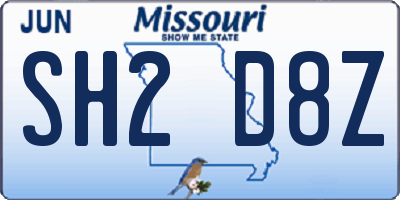 MO license plate SH2D8Z