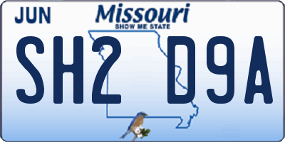 MO license plate SH2D9A