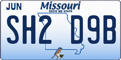 MO license plate SH2D9B