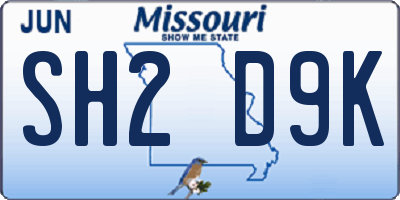 MO license plate SH2D9K