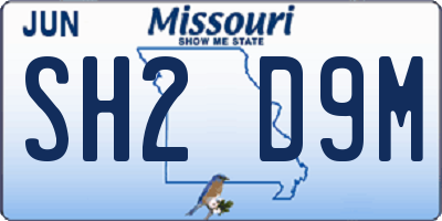 MO license plate SH2D9M