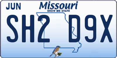 MO license plate SH2D9X