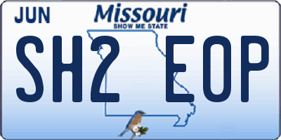 MO license plate SH2E0P
