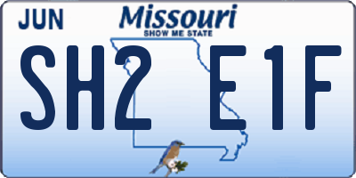 MO license plate SH2E1F