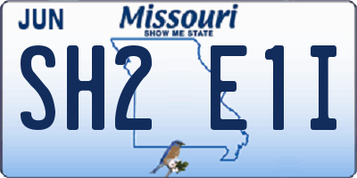 MO license plate SH2E1I
