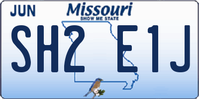 MO license plate SH2E1J