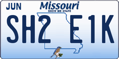 MO license plate SH2E1K