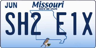 MO license plate SH2E1X