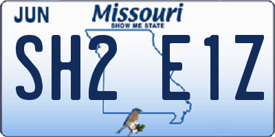 MO license plate SH2E1Z