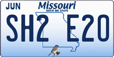 MO license plate SH2E2O