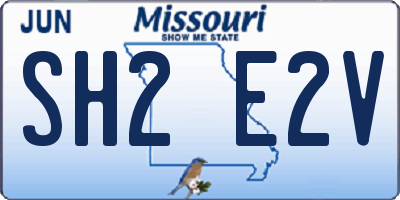 MO license plate SH2E2V