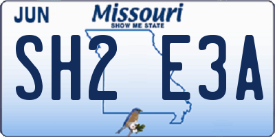 MO license plate SH2E3A