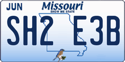 MO license plate SH2E3B
