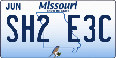 MO license plate SH2E3C