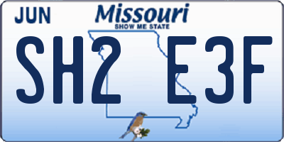 MO license plate SH2E3F