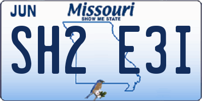 MO license plate SH2E3I