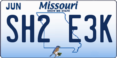 MO license plate SH2E3K