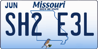 MO license plate SH2E3L