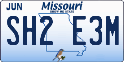 MO license plate SH2E3M