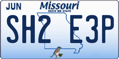 MO license plate SH2E3P