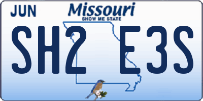 MO license plate SH2E3S