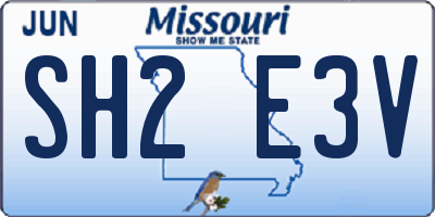 MO license plate SH2E3V